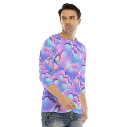 Men's Bracelet Sleeve T-shirt With Button Closure - view 2