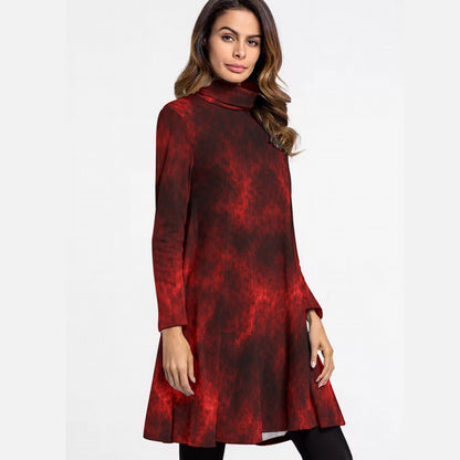 Women's High Neck Dress With Long Sleeve