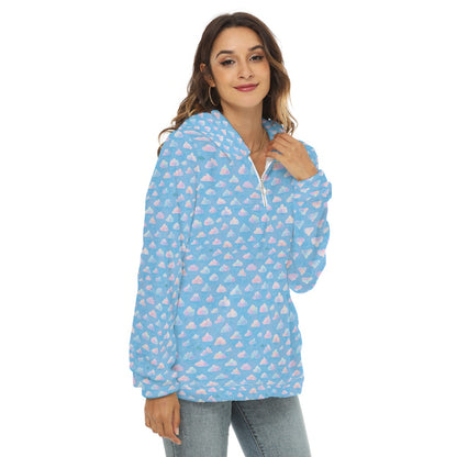 Women's Borg Fleece Hoodie With Half Zip