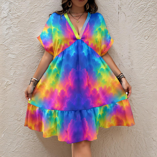 Women’s Floral V-Neck Short Sleeve Dress