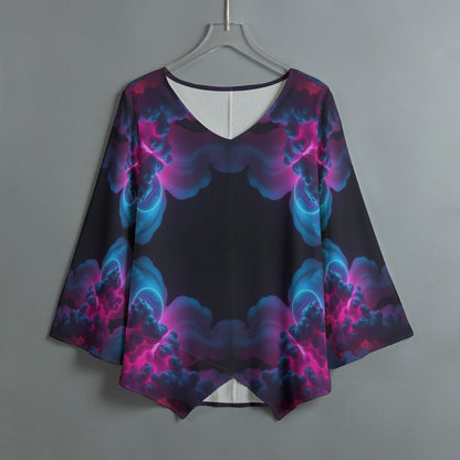 Women's V-neck T-shirt With Irregular Hem