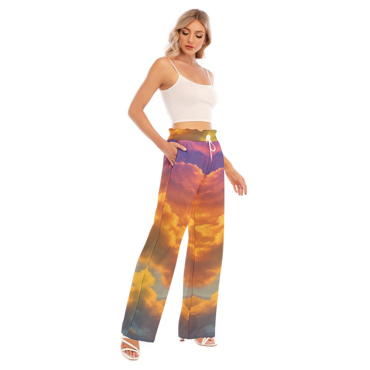 Women's Waist Fungus Edge Wide-leg Pants