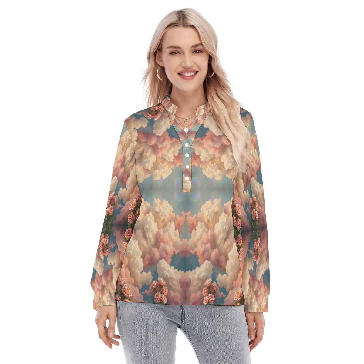 Women's Long Sleeve Blouse With Button Closure