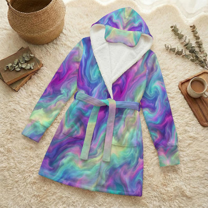 Unisex Flannel Hooded Robe With Eye Mask