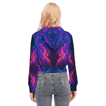 Women's Crop Top Hoodie With Zipper Closure