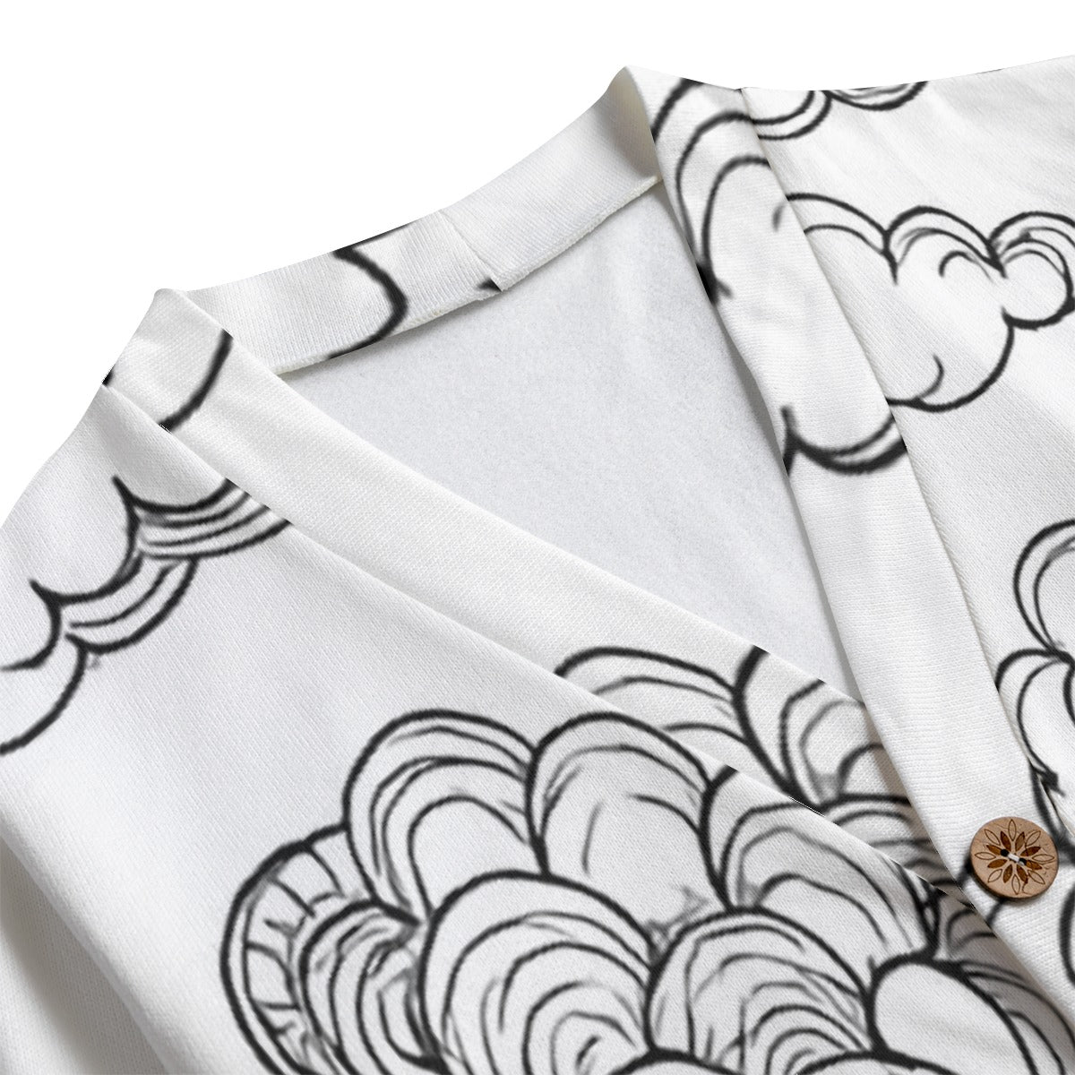 Unisex V-neck Knitted Fleece Cardigan With Button Closure