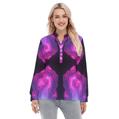 Women's Long Sleeve Blouse With Button Closure