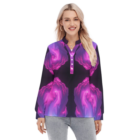 Women's Long Sleeve Blouse With Button Closure