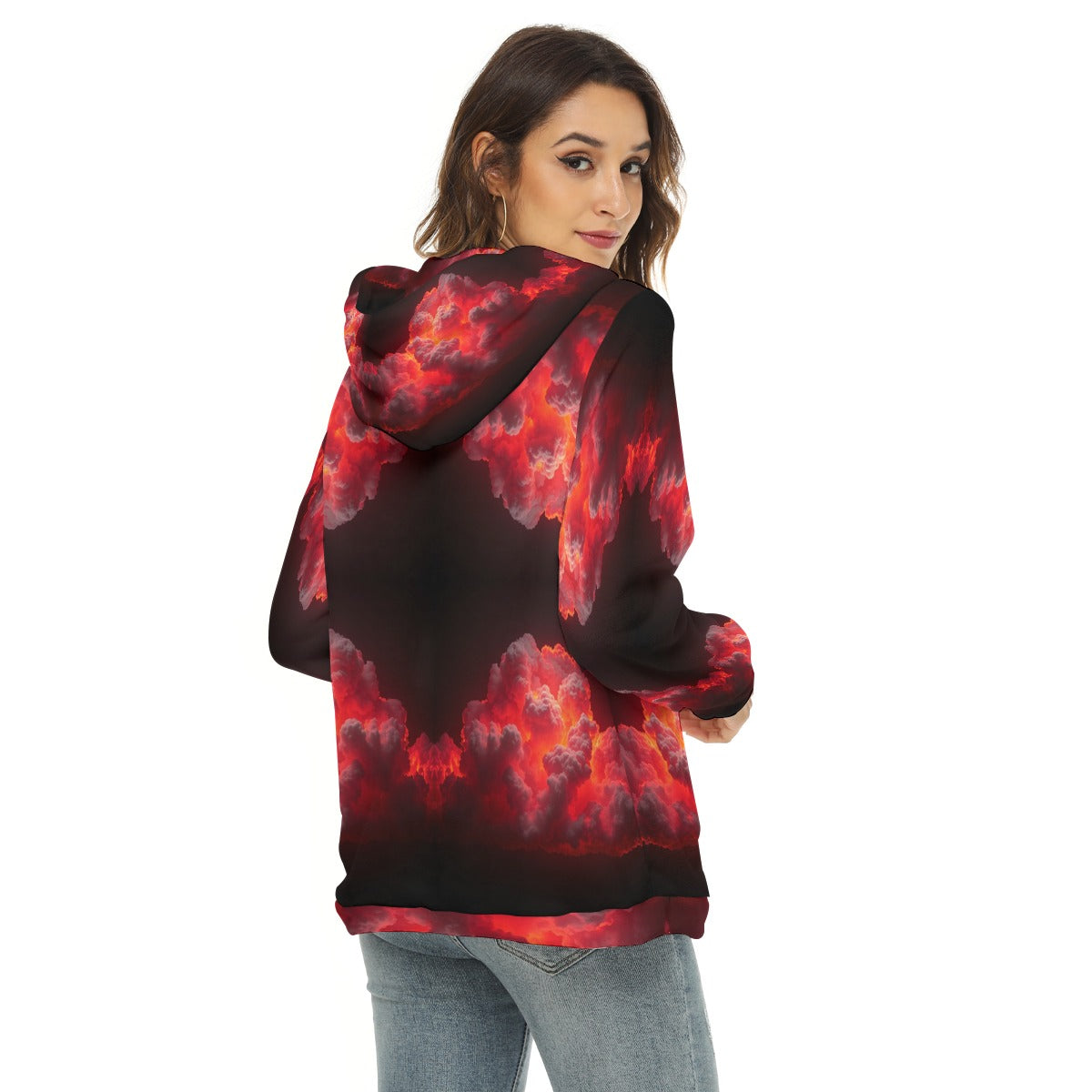 Women's Borg Fleece Hoodie With Half Zip