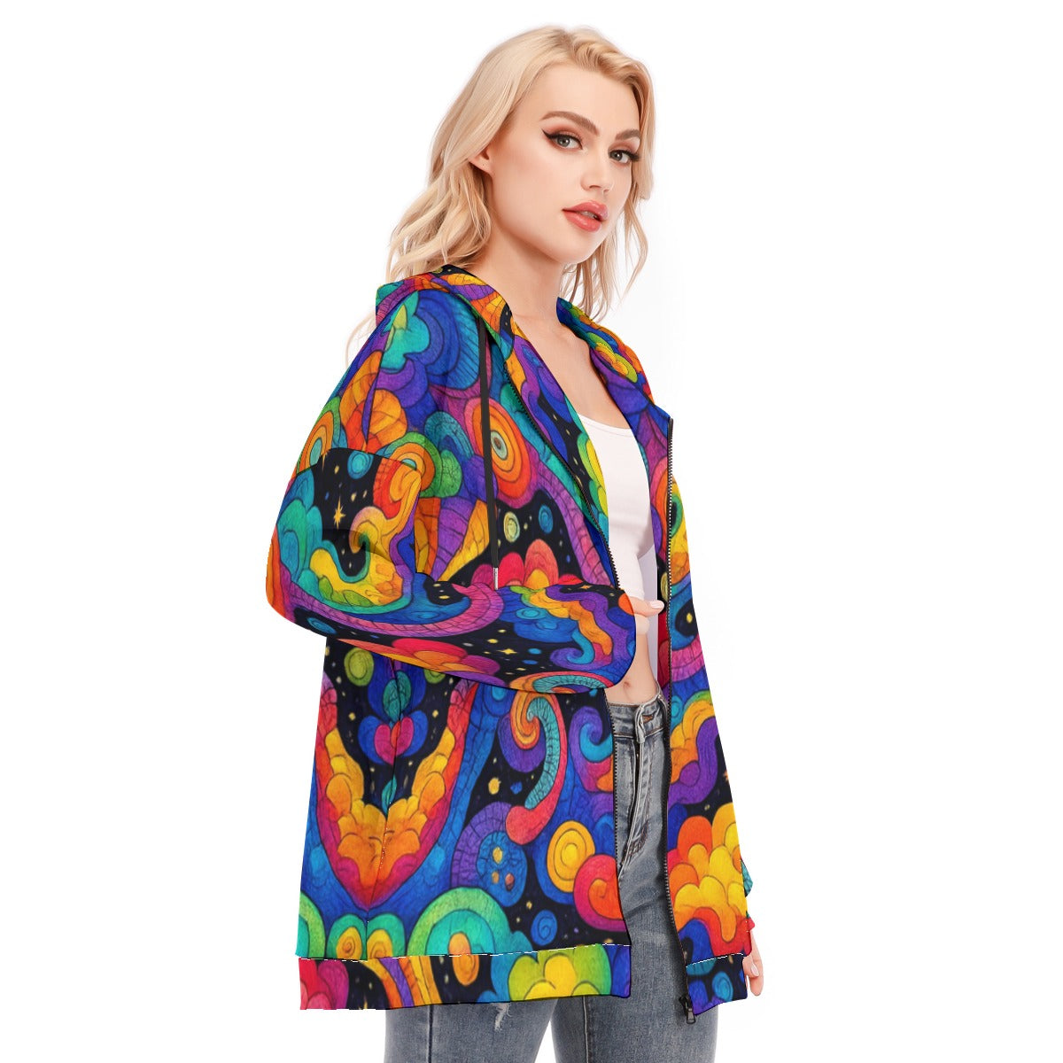 Women's Long Hoodie With Zipper Closure