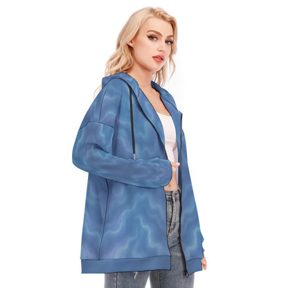 Women's Long Hoodie With Zipper Closure
