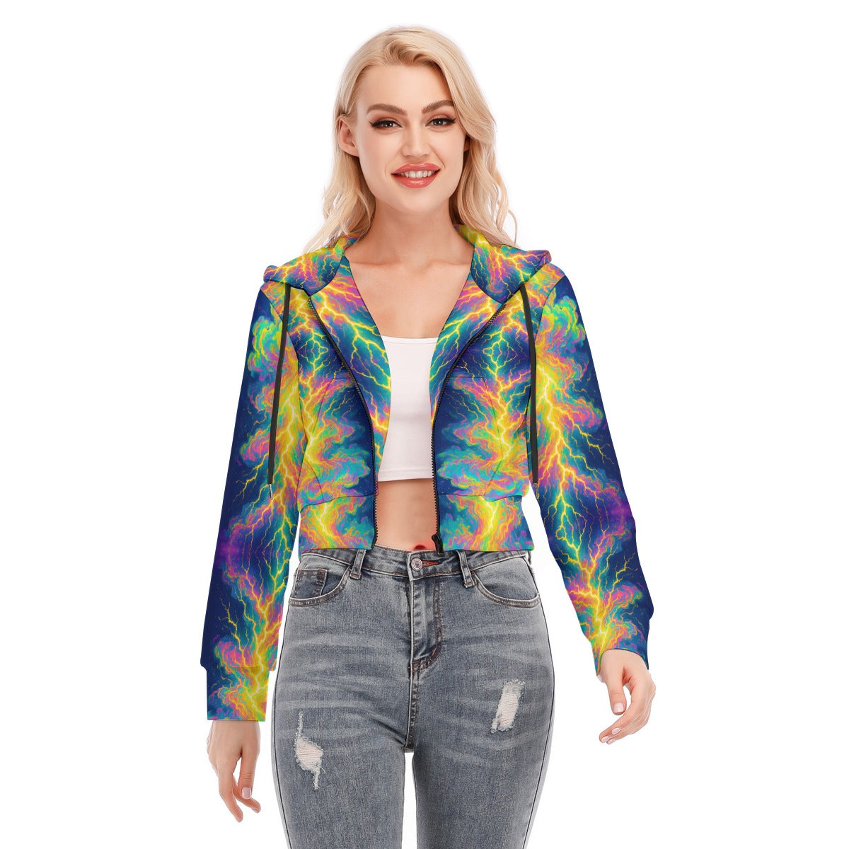 Women's Crop Top Hoodie With Zipper Closure