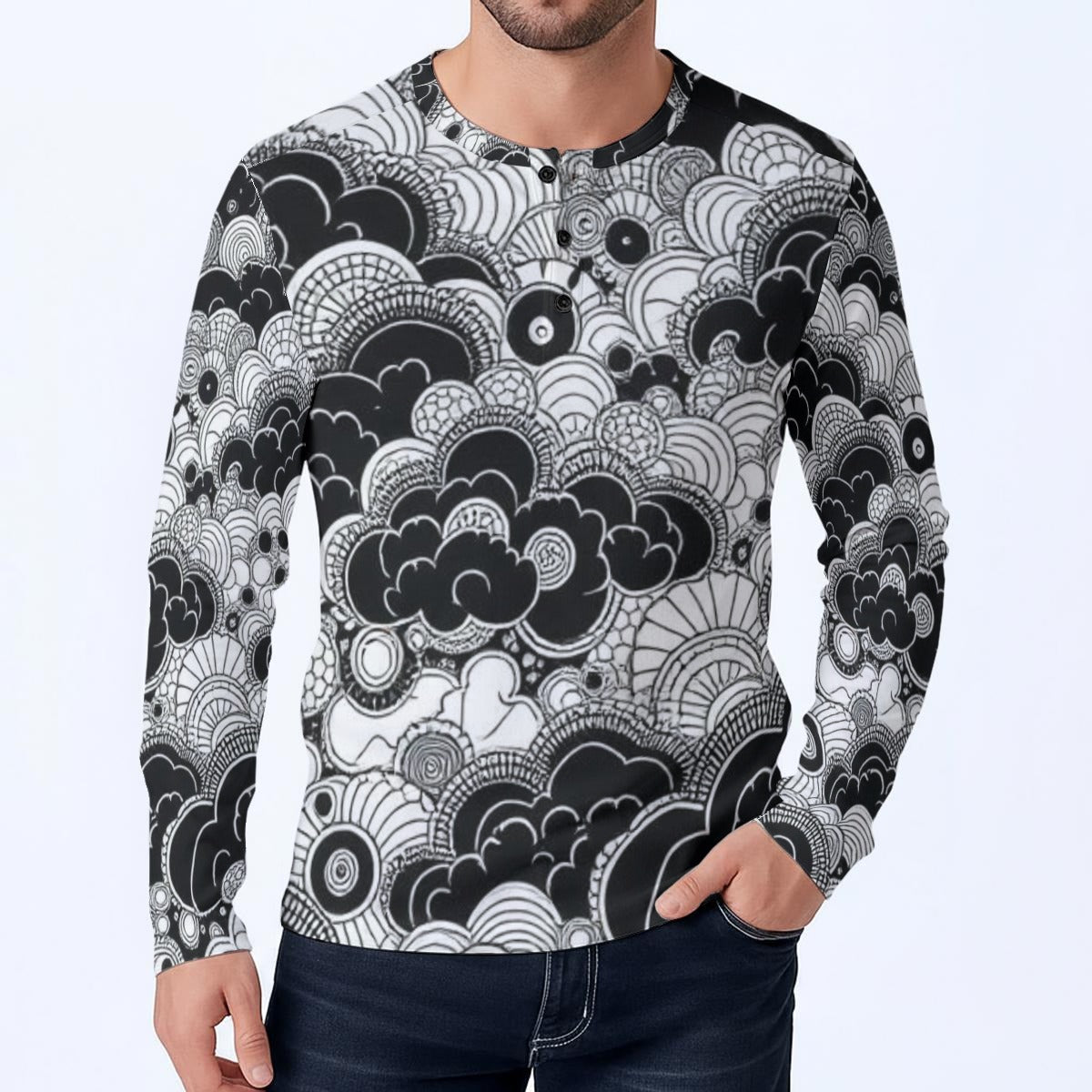 Men's Classic Long-Sleeve Henley Shirt