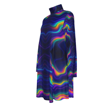 Women's High Neck Dress With Long Sleeve