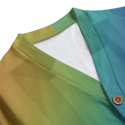 Unisex V-neck Knitted Fleece Cardigan With Button Closure