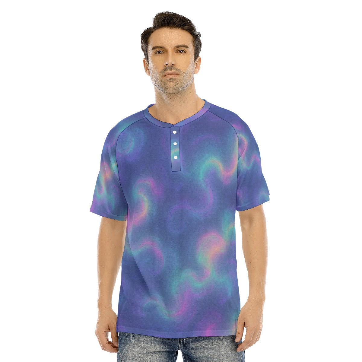 Men's Raglan Sleeve T-shirt With Button Closure