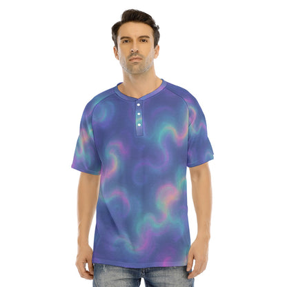 Men's Raglan Sleeve T-shirt With Button Closure