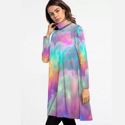 Women's High Neck Dress With Long Sleeve