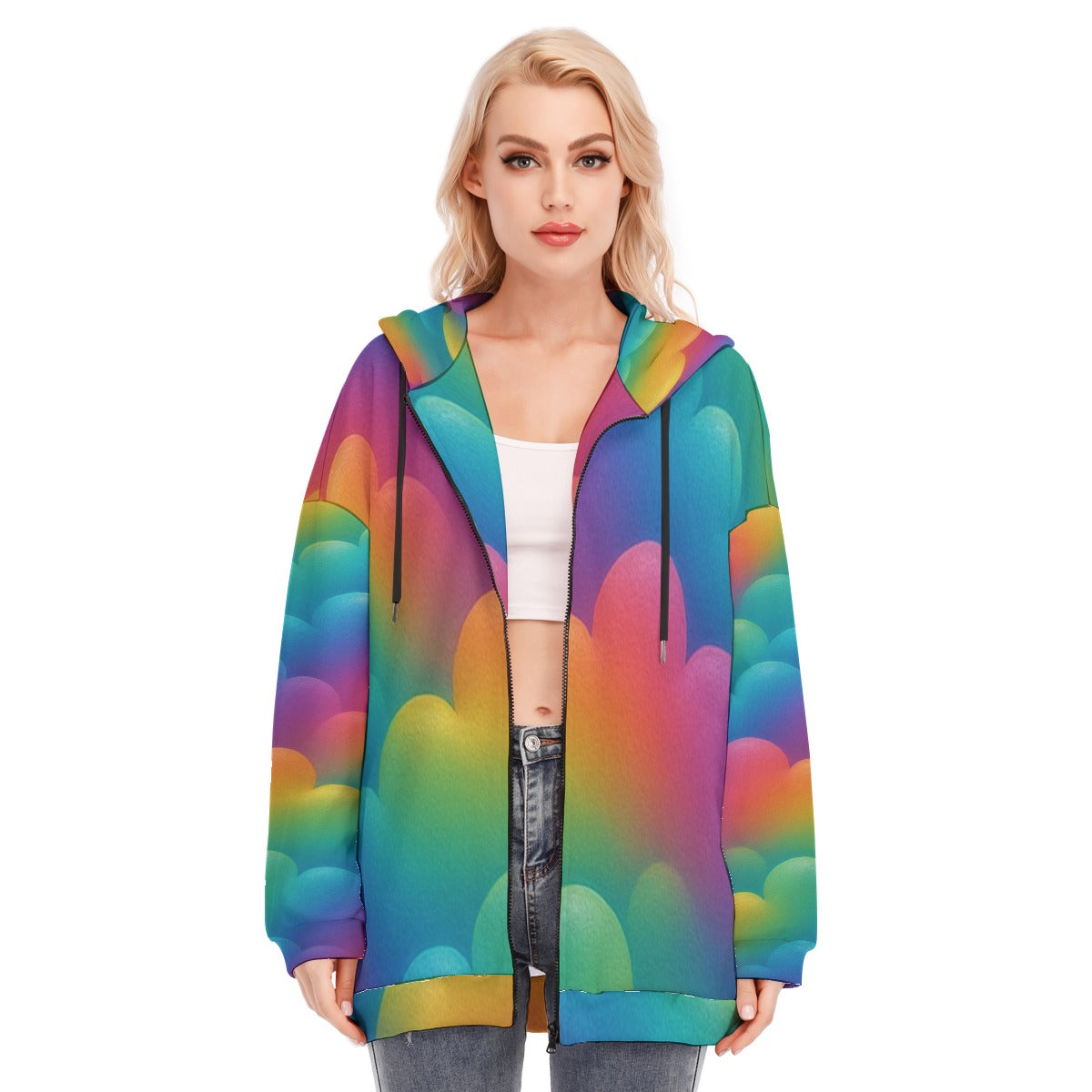 Women's Long Hoodie With Zipper Closure