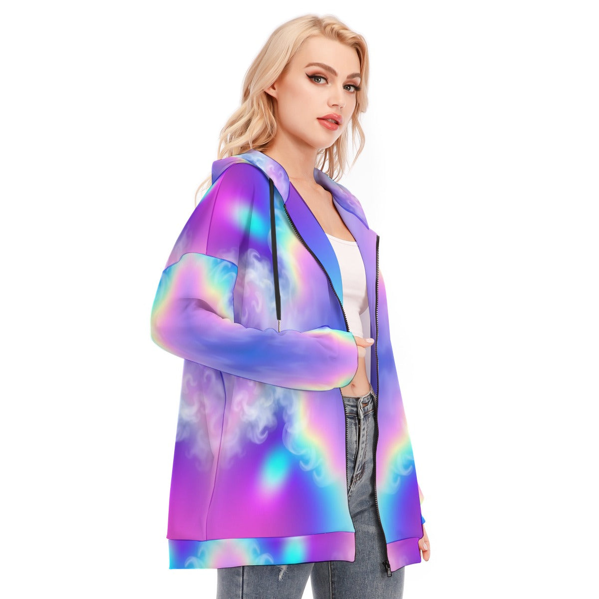 Women's Long Hoodie With Zipper Closure