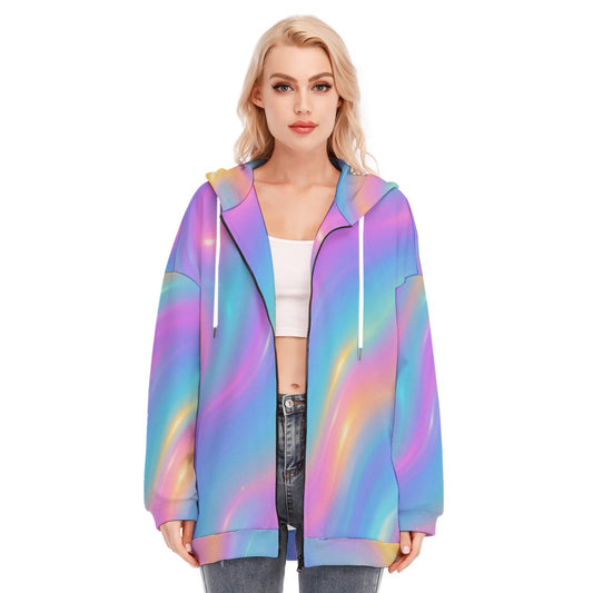 Women's Long Hoodie With Zipper Closure