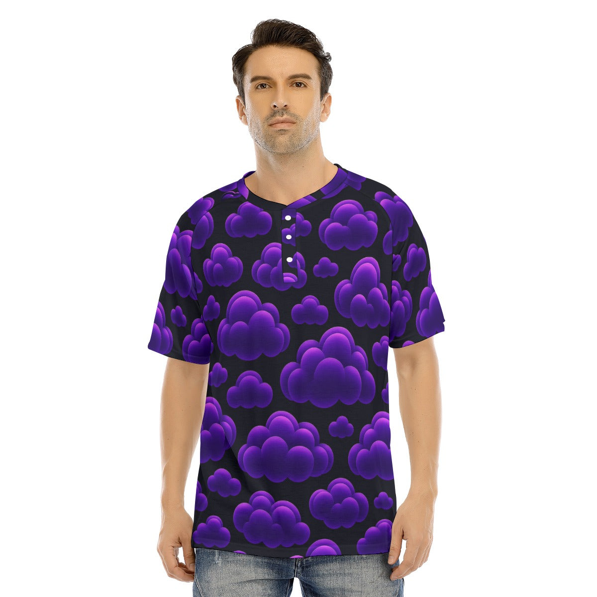 Men's Raglan Sleeve T-shirt With Button Closure