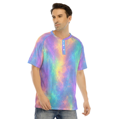 Men's Raglan Sleeve T-shirt With Button Closure
