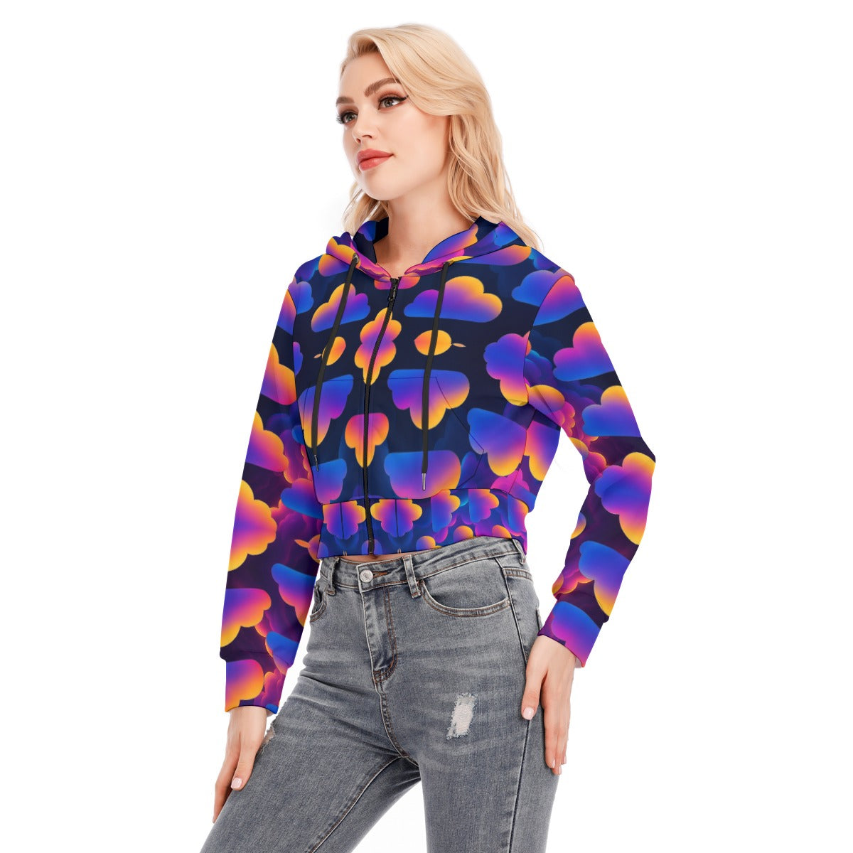 Women's Crop Top Hoodie With Zipper Closure