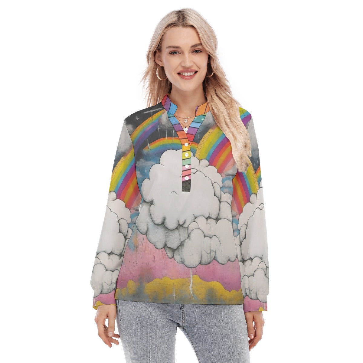 Women's Long Sleeve Blouse With Button Closure