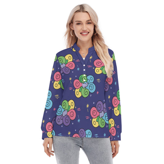 Women's Long Sleeve Blouse With Button Closure