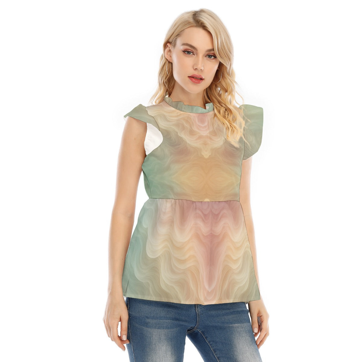 Women's Blouse With Lotus Leaf Lace