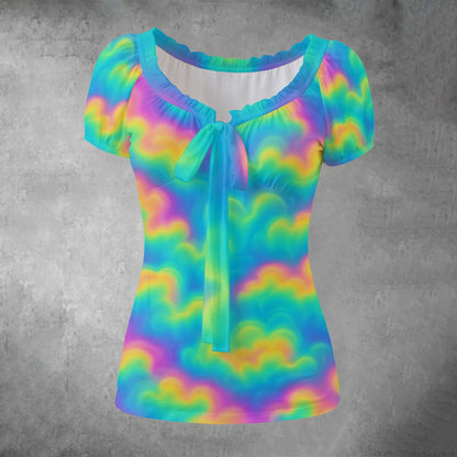 Women's Puff Sleeve Pleated Shirt