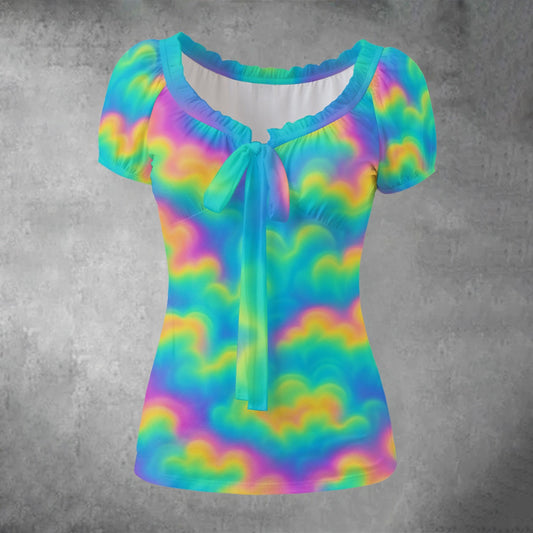 Women's Puff Sleeve Pleated Shirt