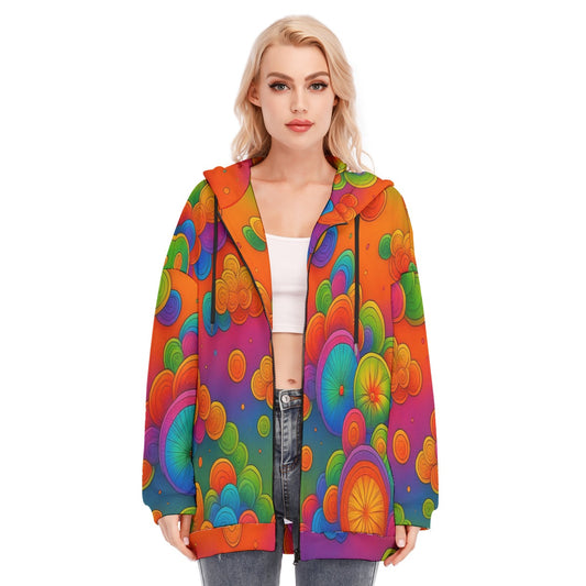 Women's Long Hoodie With Zipper Closure
