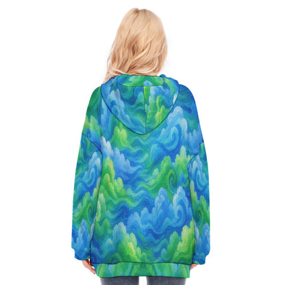 Women's Long Hoodie With Zipper Closure