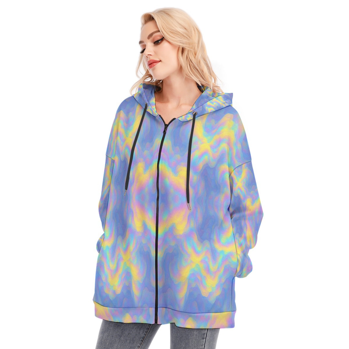 Women's Long Hoodie With Zipper Closure