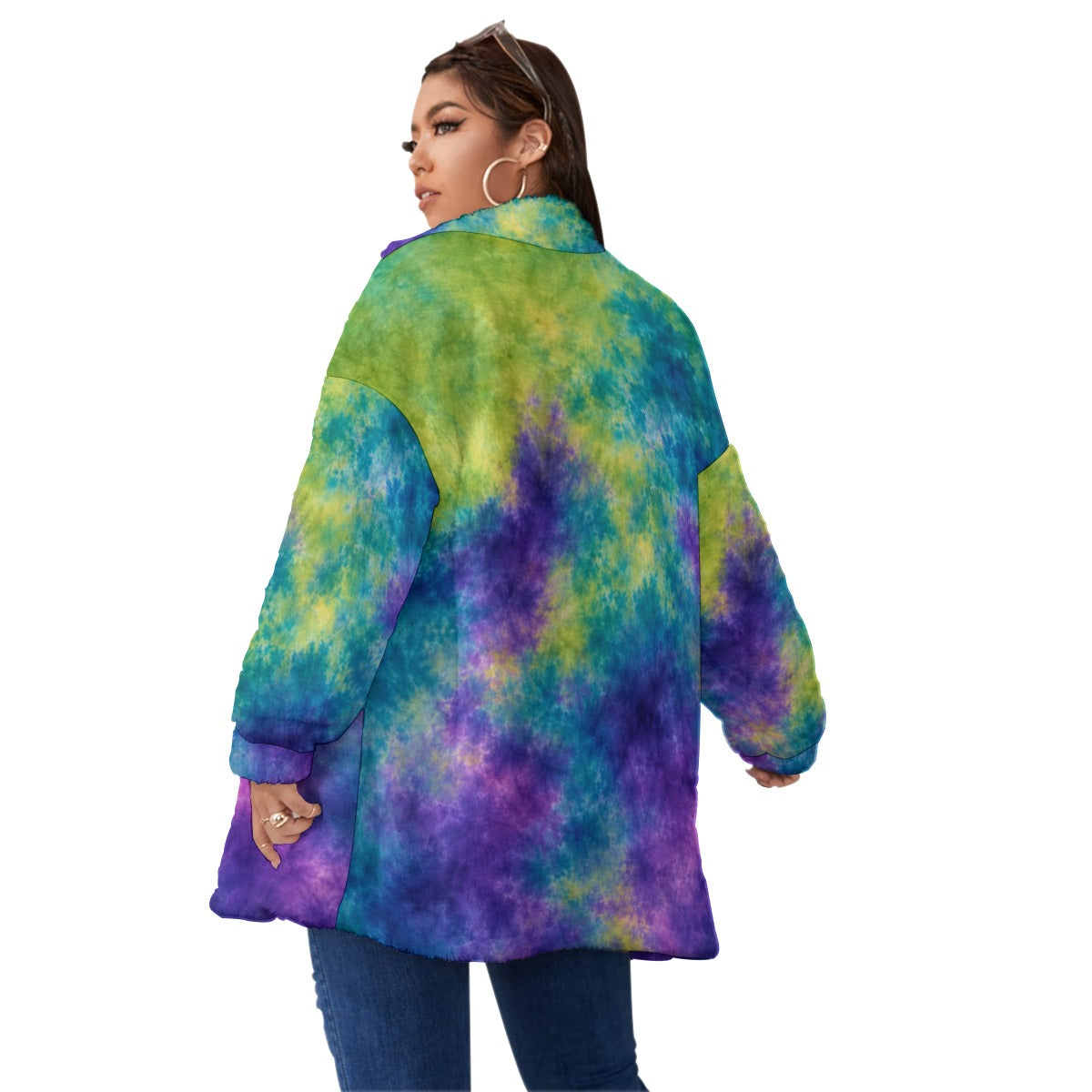 Unisex Borg-Fleece Stand-Up Collar Zip Coat — Plus Size - view 4