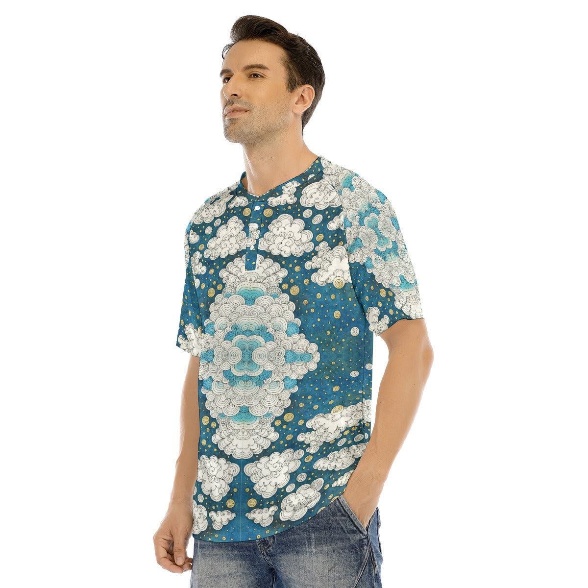 Men's Raglan Sleeve T-shirt With Button Closure