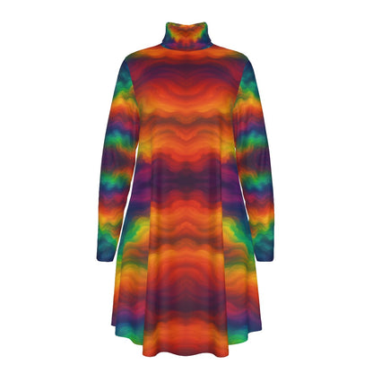 Women's High Neck Dress With Long Sleeve