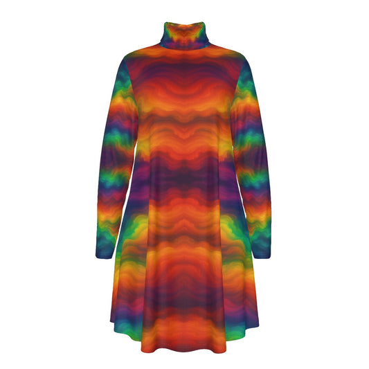 Women's High Neck Dress With Long Sleeve