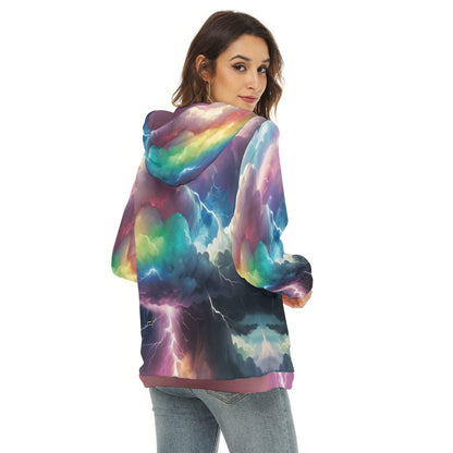 Women's Borg Fleece Hoodie With Half Zip
