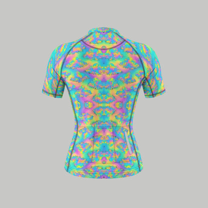 Women's Anti-Slip Raglan Cycling Jersey With Short Sleeve