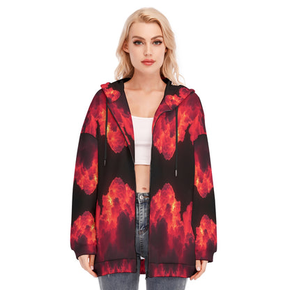 Women's Long Hoodie With Zipper Closure