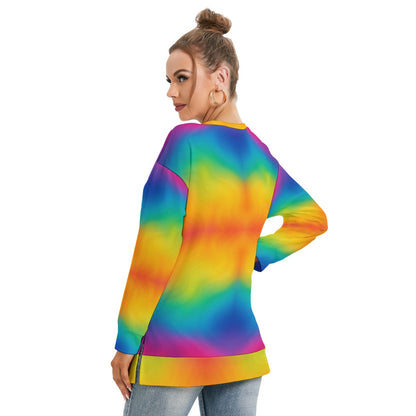 Women's Side Split O-neck Sweatshirt