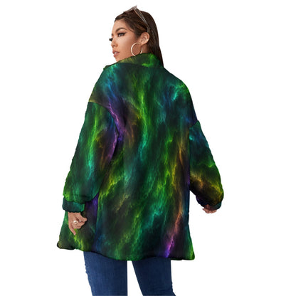 Unisex Borg Fleece Stand-up Collar Coat With Zipper Closure(Plus Size)