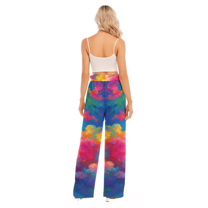 Women's Waist Fungus Edge Wide-leg Pants