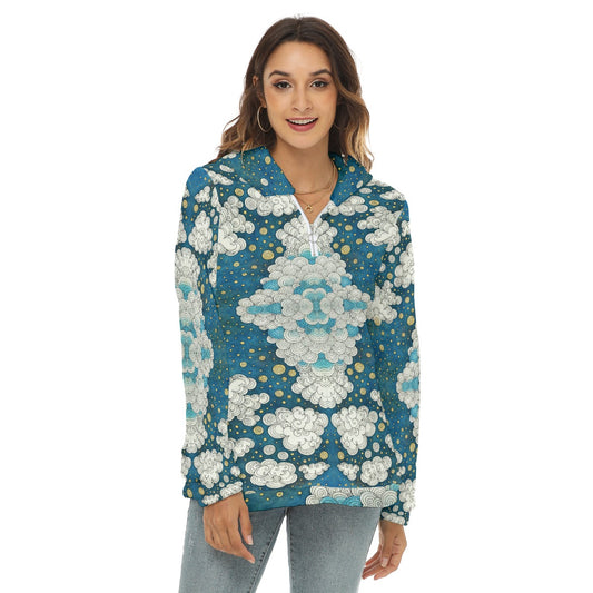 Women's Borg Fleece Hoodie With Half Zip