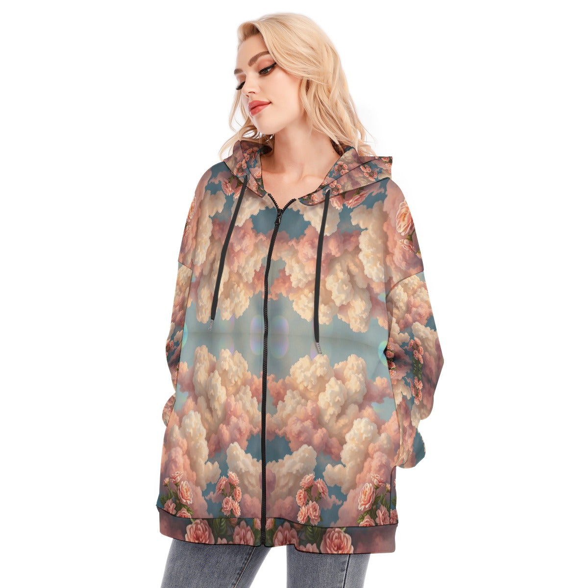 Women's Long Hoodie With Zipper Closure