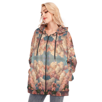Women's Long Hoodie With Zipper Closure