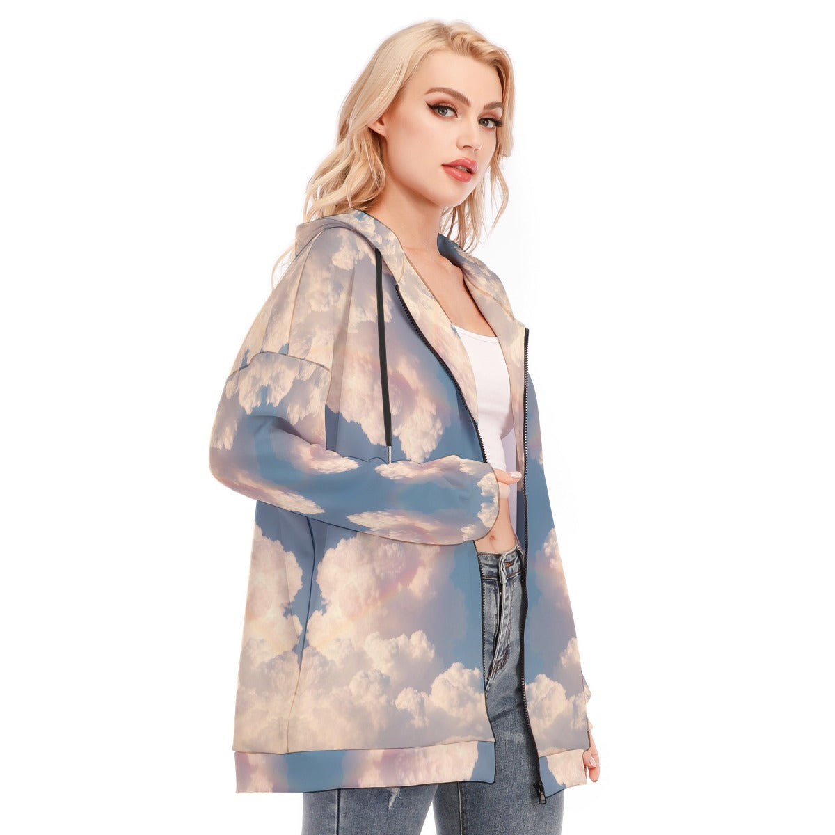 Women's Long Hoodie With Zipper Closure